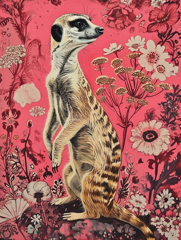 Floral Animal Painting Meerkat 1