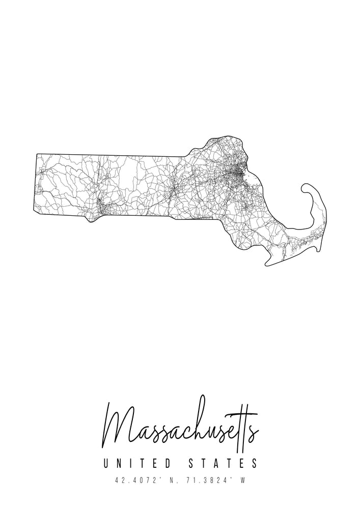 Massachusetts Minimal Street Map