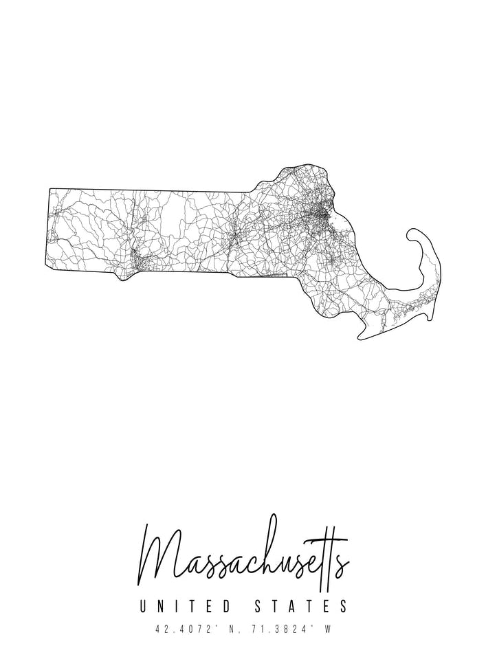 Massachusetts Minimal Street Map