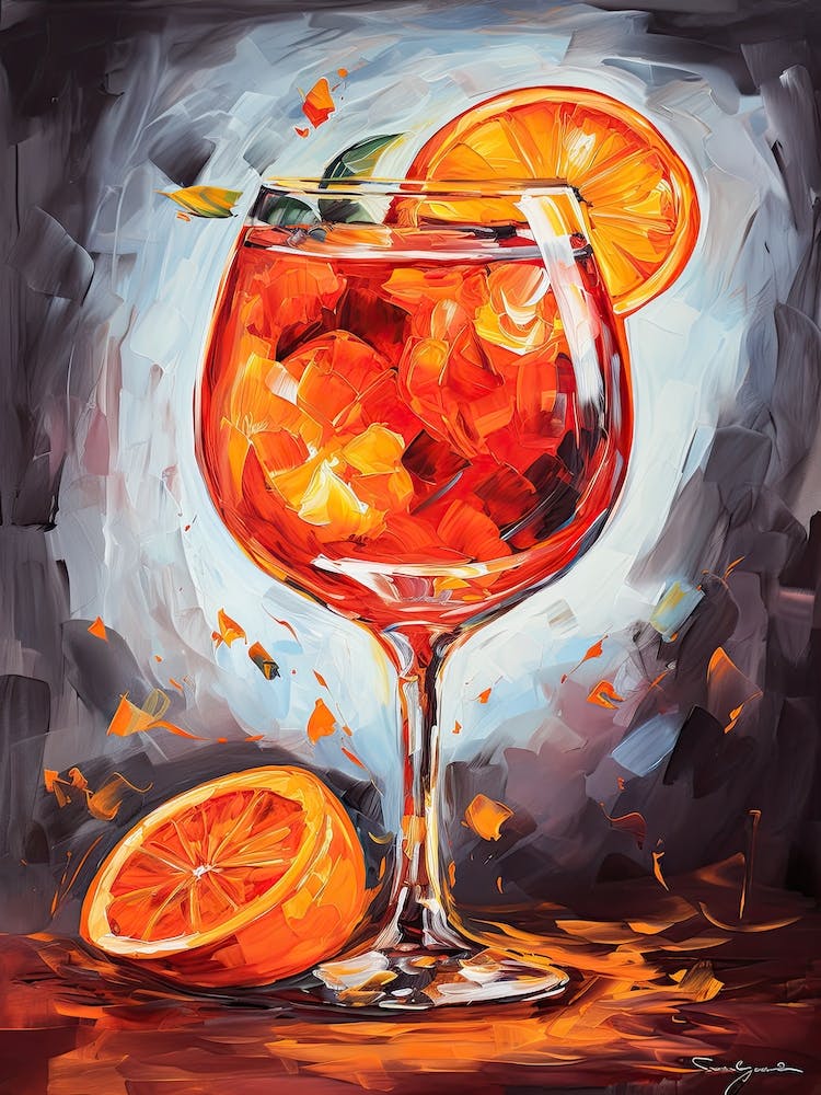 Painting  Of A Hand Holding An Aperol Spritz 2