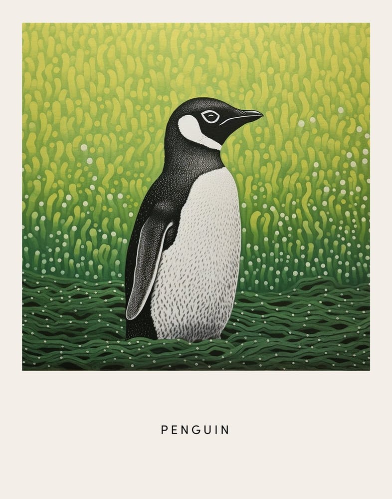 Ohara Koson inspiriertes Vogel-Gemälde Pinguin 3 Poster
