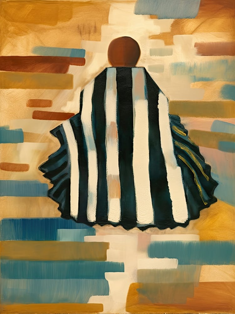 Black And White Dress Woman Painting Abstract 1