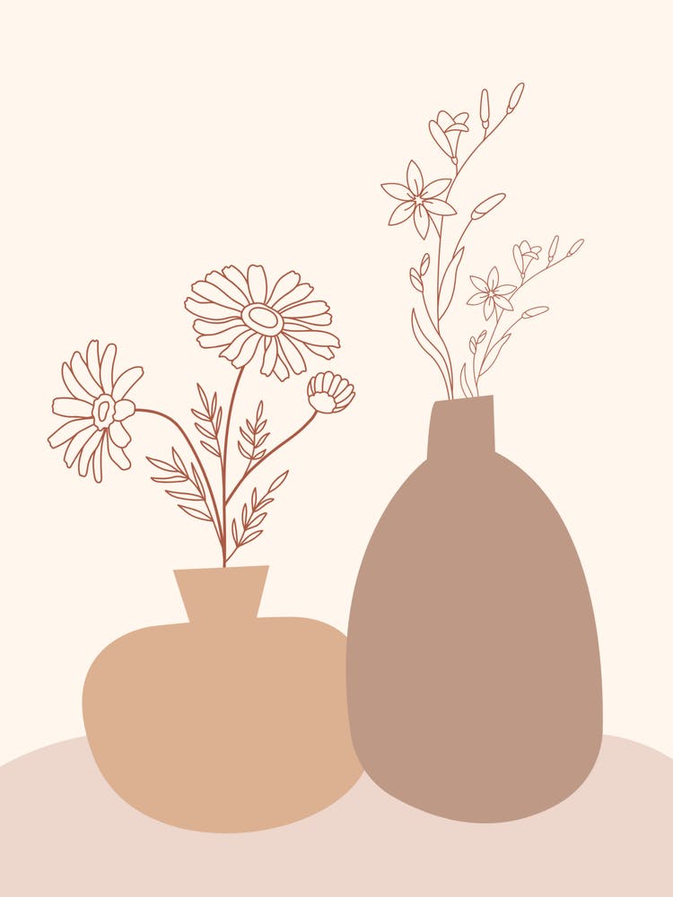 Two Vases With Flowers