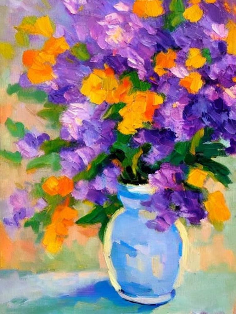 Lavender Floral Abstract Block Colour 2 Flower