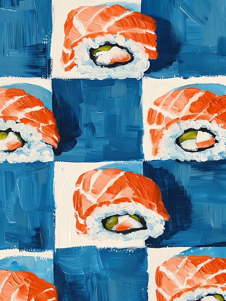 Sushi Blue Checkerboard 4