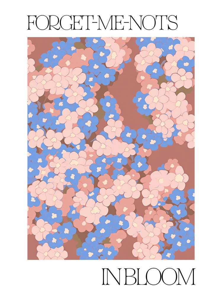 Forget Me Nots In Bloom Flowers Bold Illustration 1