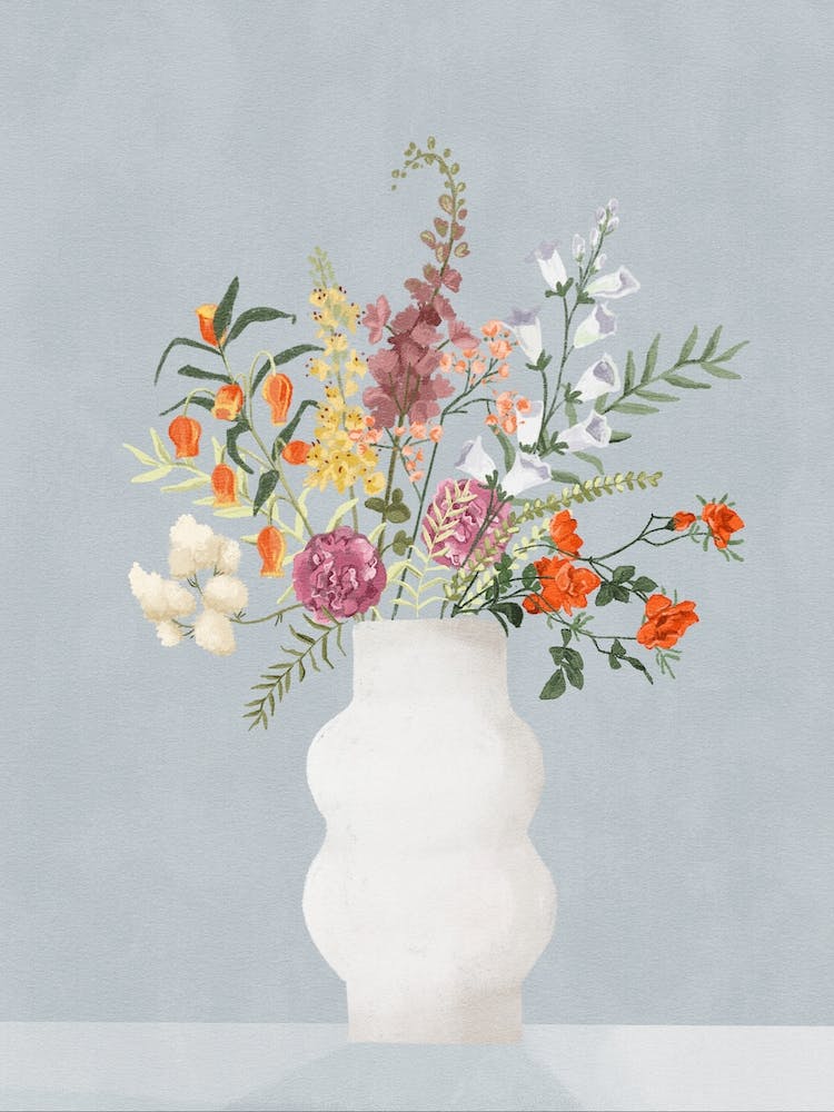 Flowers In Vase Blue