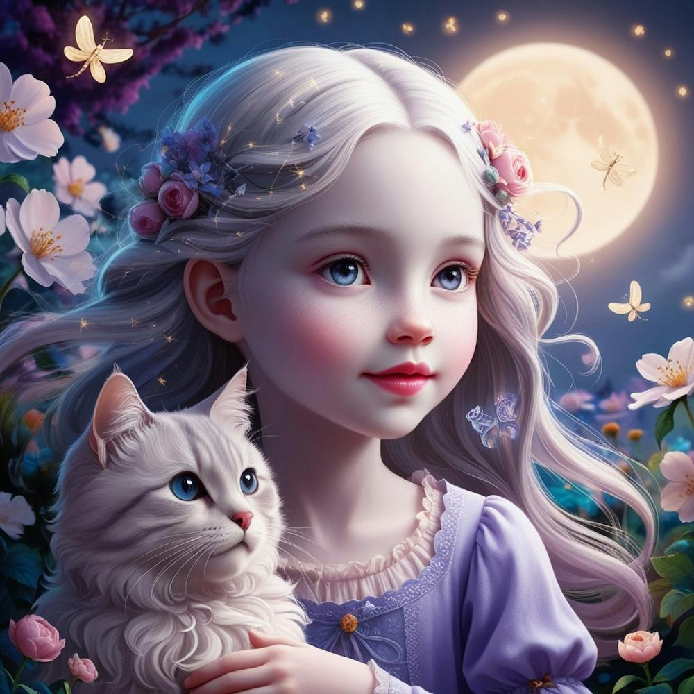 Little Girl With Cat