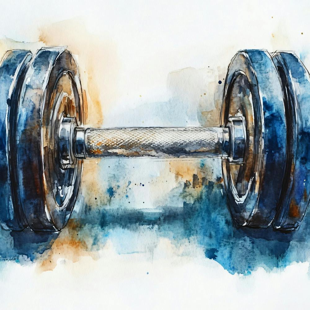 Gym Bro Weights Watercolor Illustration