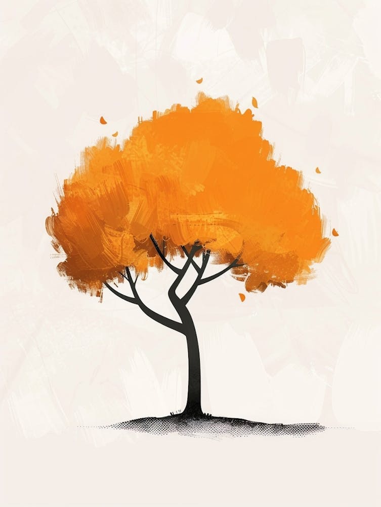 Orange Tree Pixel Illustration 2
