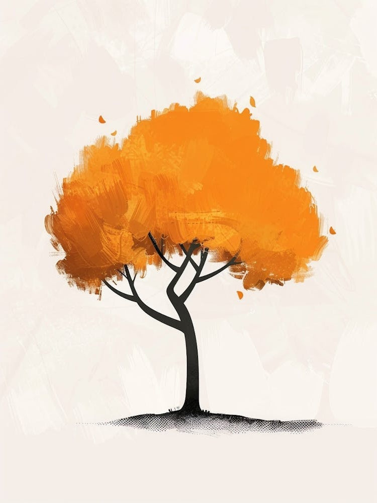 Orange Tree Pixel Illustration 2