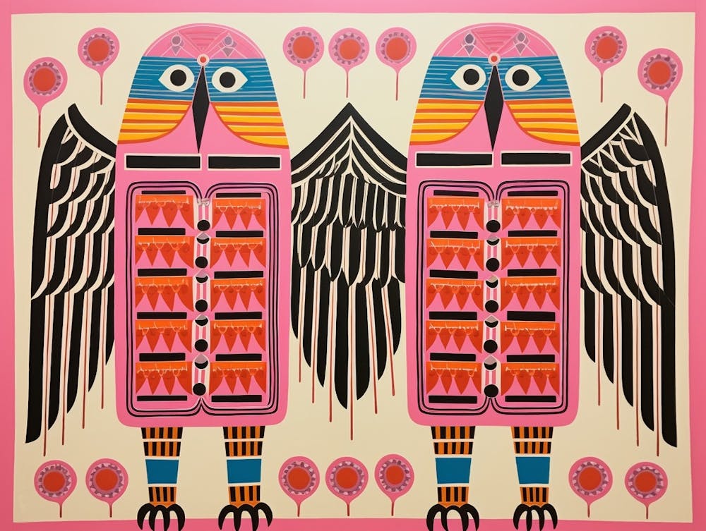 Eagle 1 Folk Style Animal Illustration