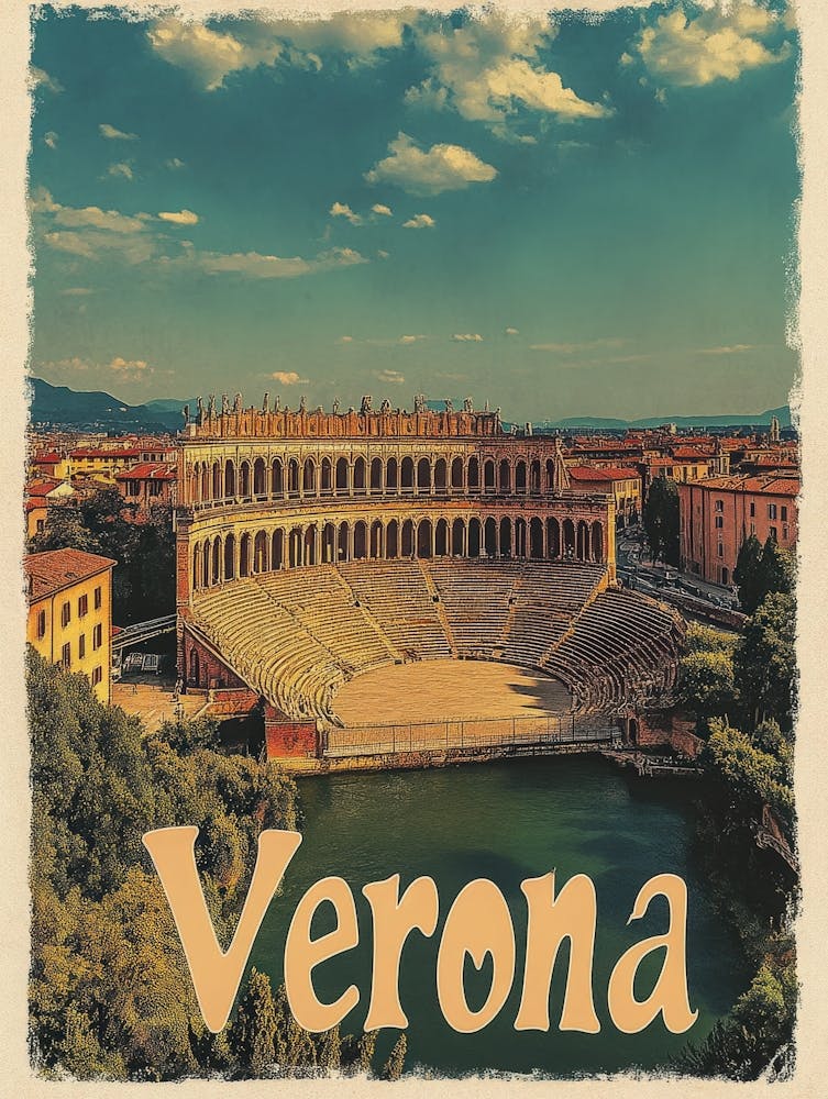 Aihrgdesign Ein Vintage-Reiseposter von Verona 3