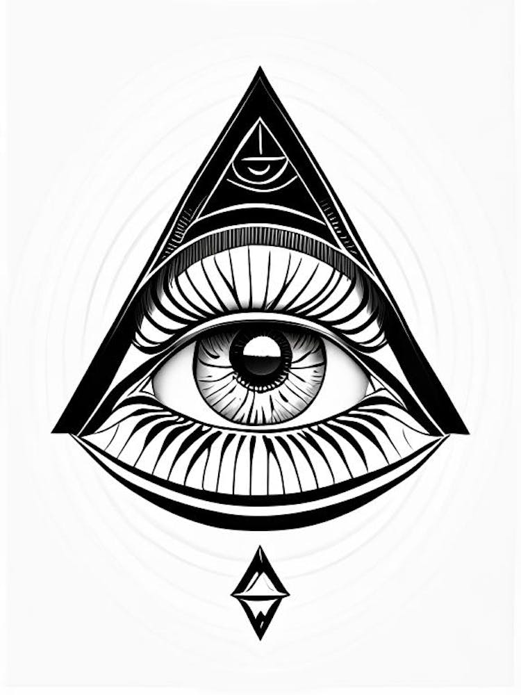 Balance, Symbol, Third Eye Simple Black & White Illustration 2