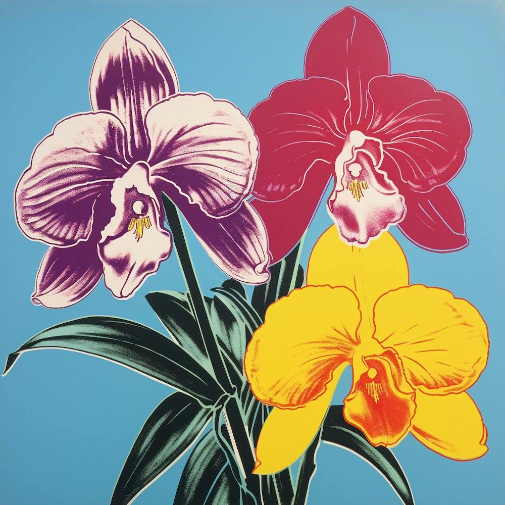 Orchid 2 Pop Art Illustration Square