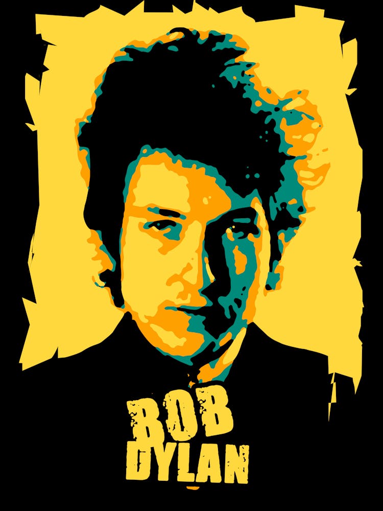 American Singer Bob Dylan in Pop Art Portrait
