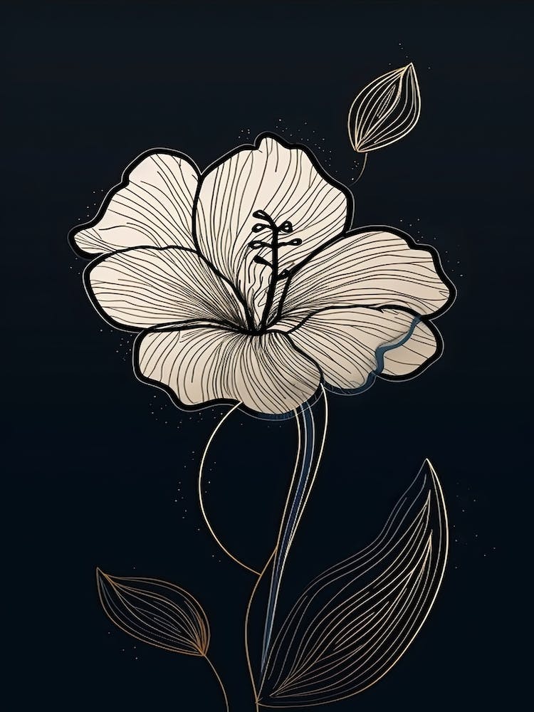 Gladioli Line Art Flowers Illustration Neutral 2