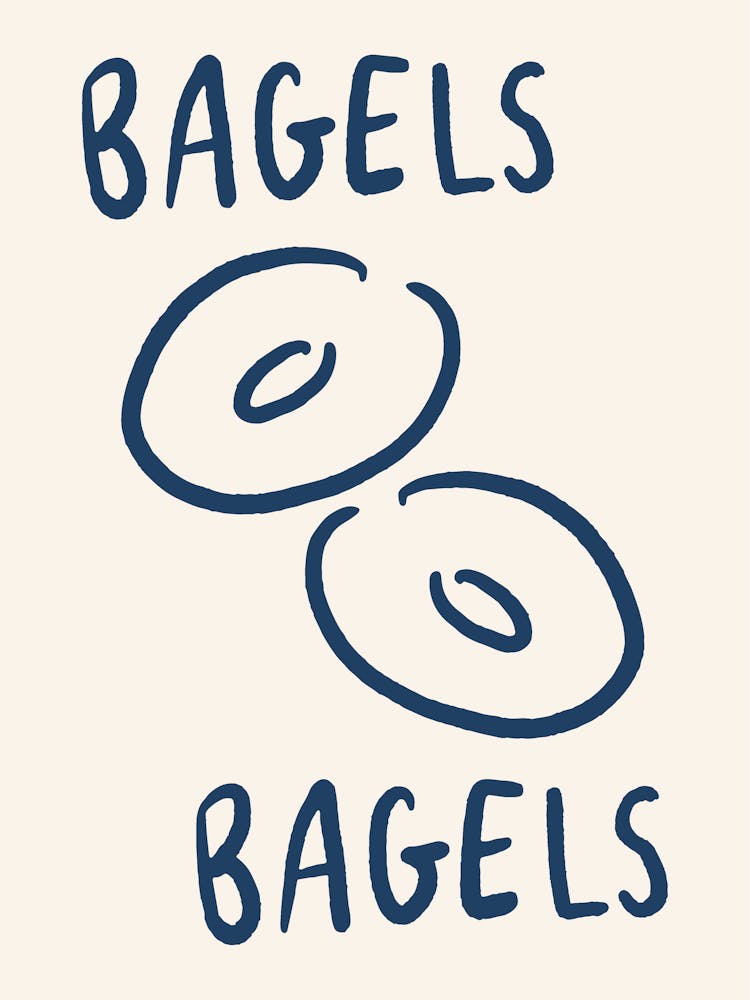 Bagel's Bagels blue and cream kitchen