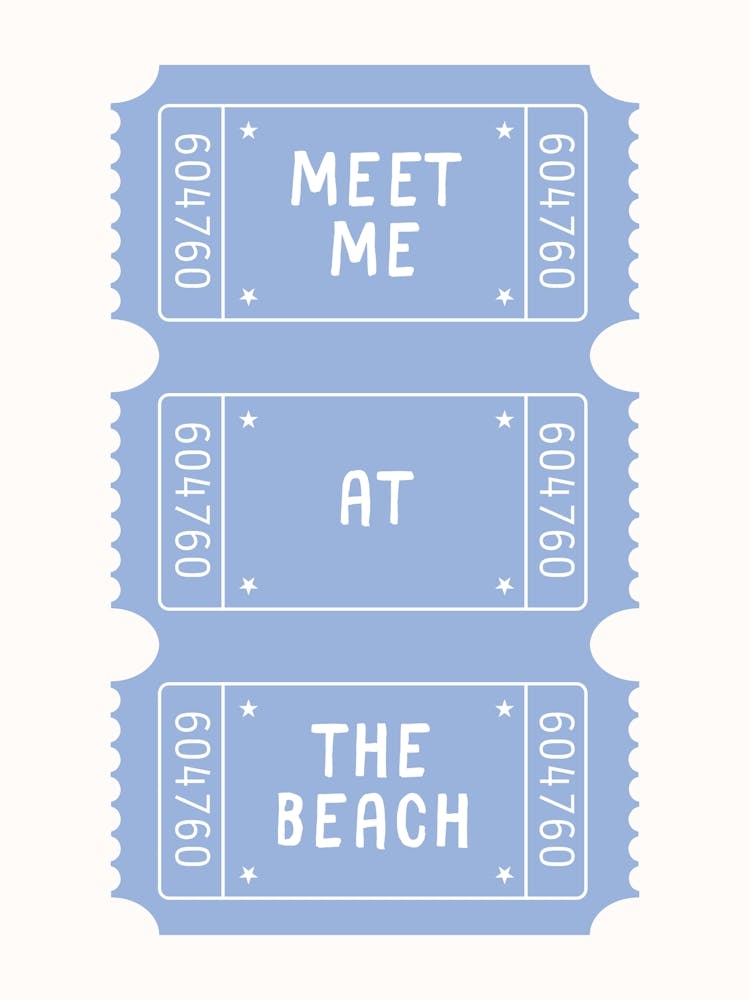 Meet Me At The Beach Ticket Poster