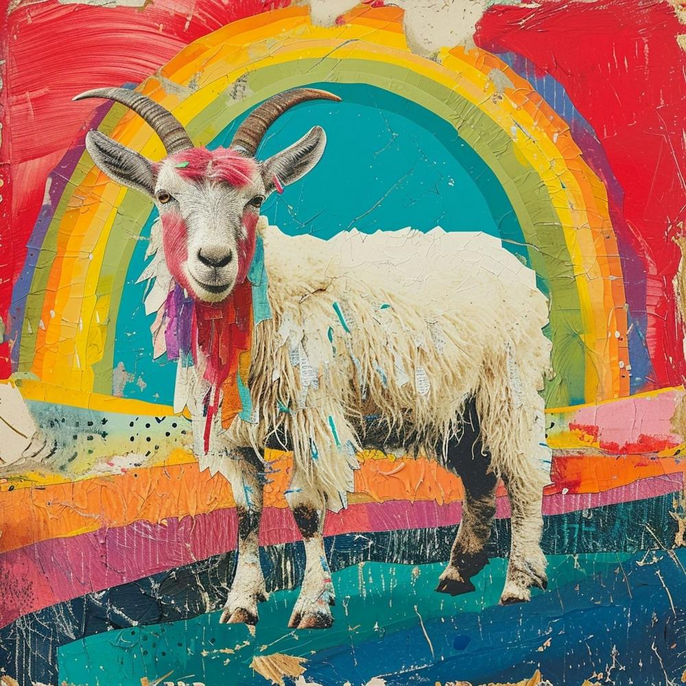 Kitsch Rainbow Goat Collage 1