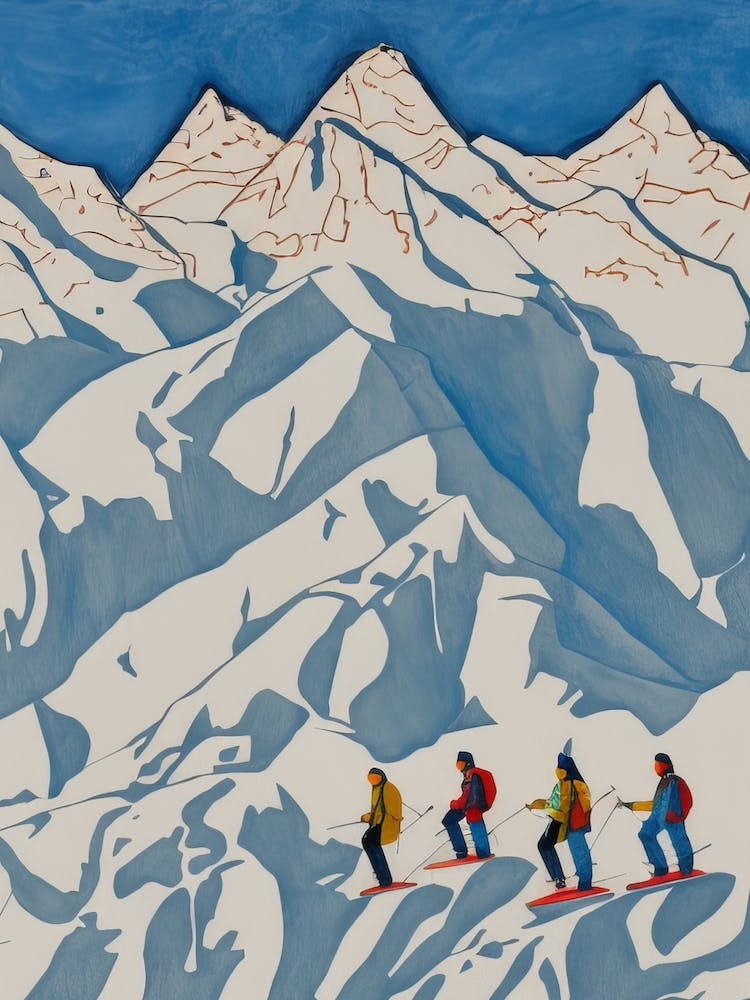 Skiiers Mountain Piste Adventure Ski Resort Hiking Cross Country