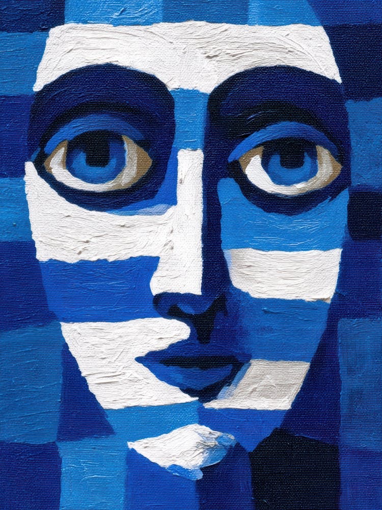 Blue And White Face