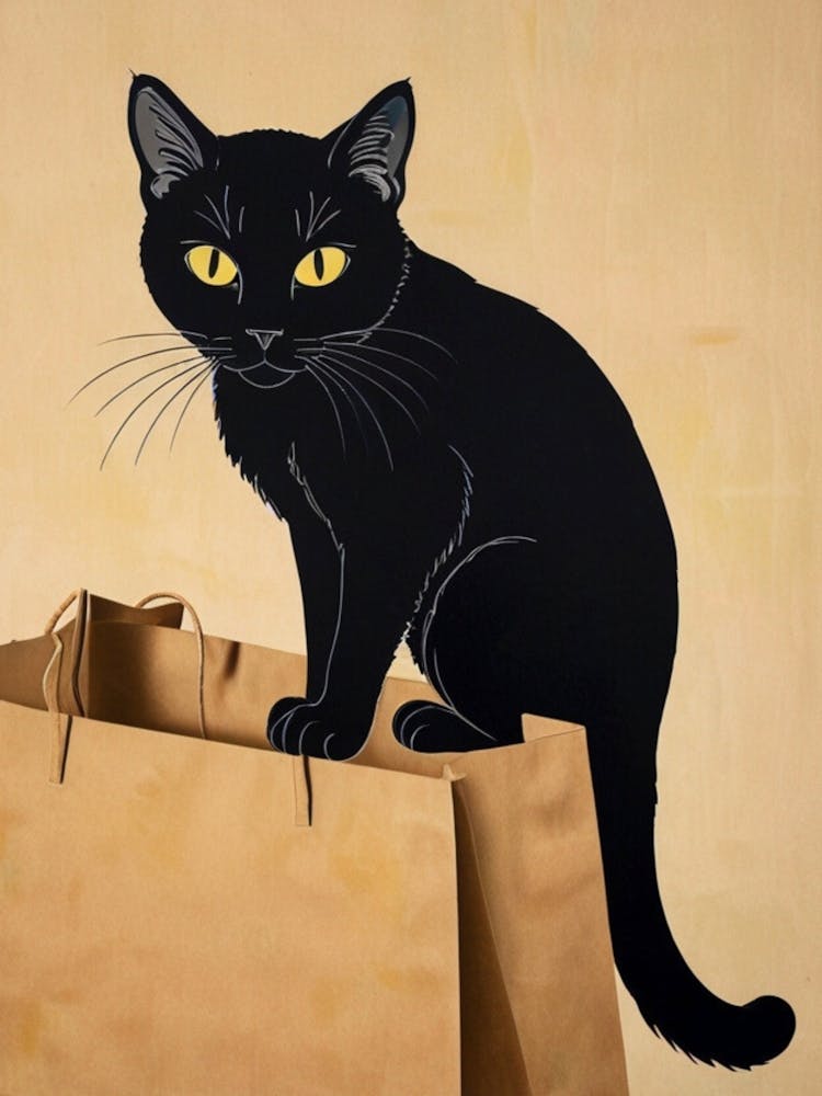 Chat Noir Dans Un Sac de Courses 1