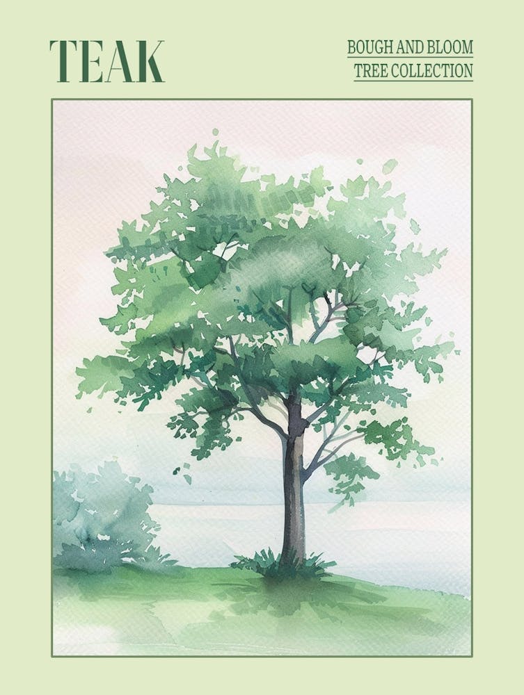 Teak Tree Atmospheric Watercolour Painting 2 Poster