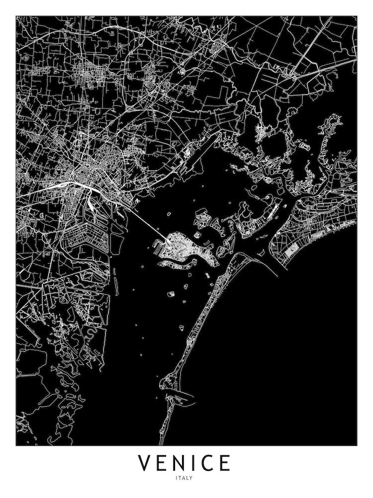 Venice Black And White Map