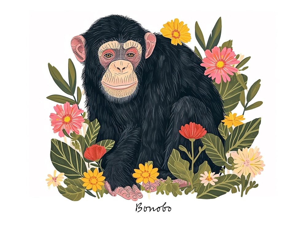 Kleiner floraler Bonobo 1 Poster