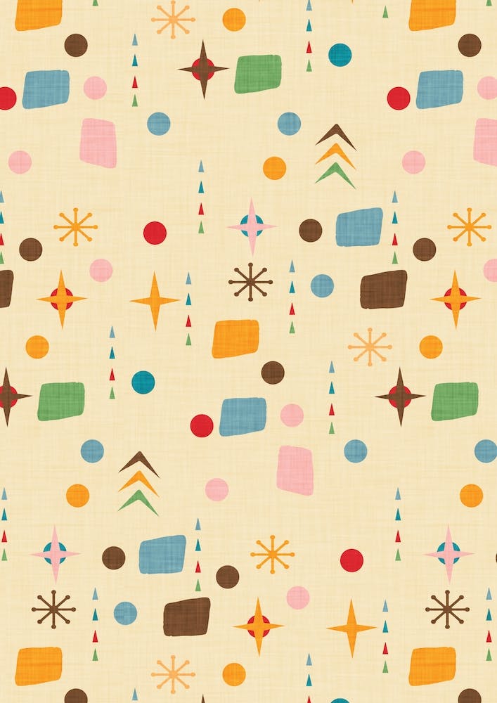 Atomic Pattern Beige Blue