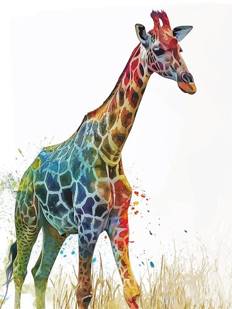 Giraffes Wandering Through The Grass 3