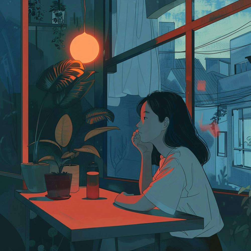 Girl Sitting At A Table