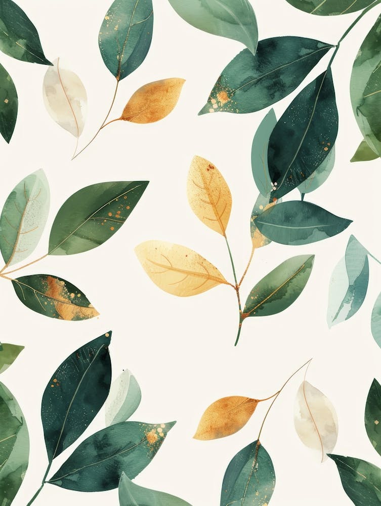 Watercolor Leaves Seamless Pattern 1
