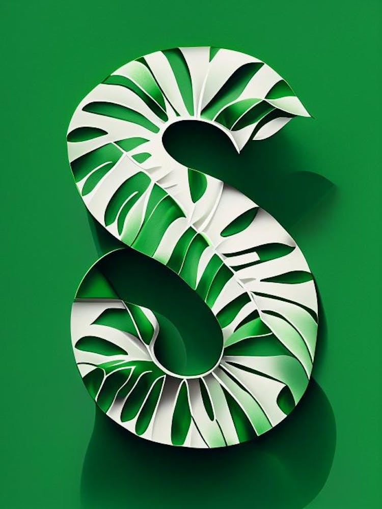 S, Letter, Alphabet Jungle Leaf 3