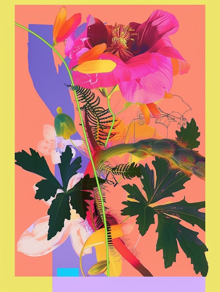 Hahnenfuß 4 Neonblumen-Collage