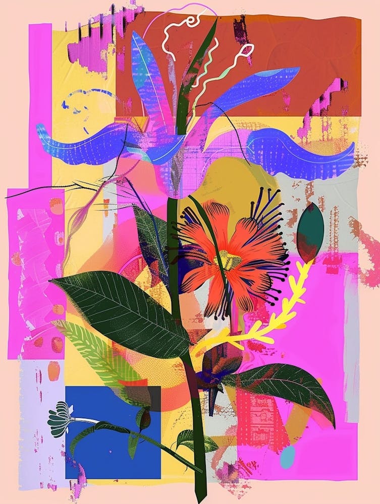 Canterbury Bells 4 Neon Flower Collage