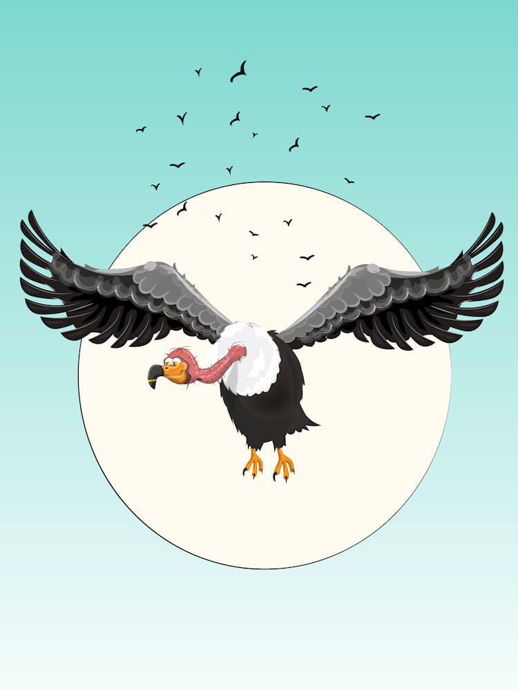 Cartoon-Geier im Flug