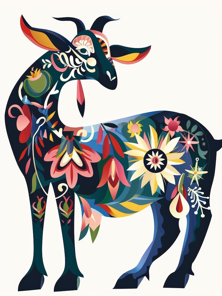 Goat and Flowers