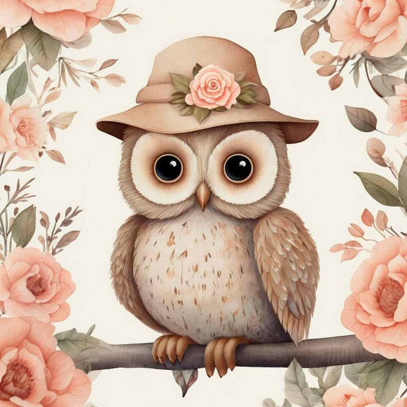 Illustration Of An Owl On A Tree Branch With Shading 2