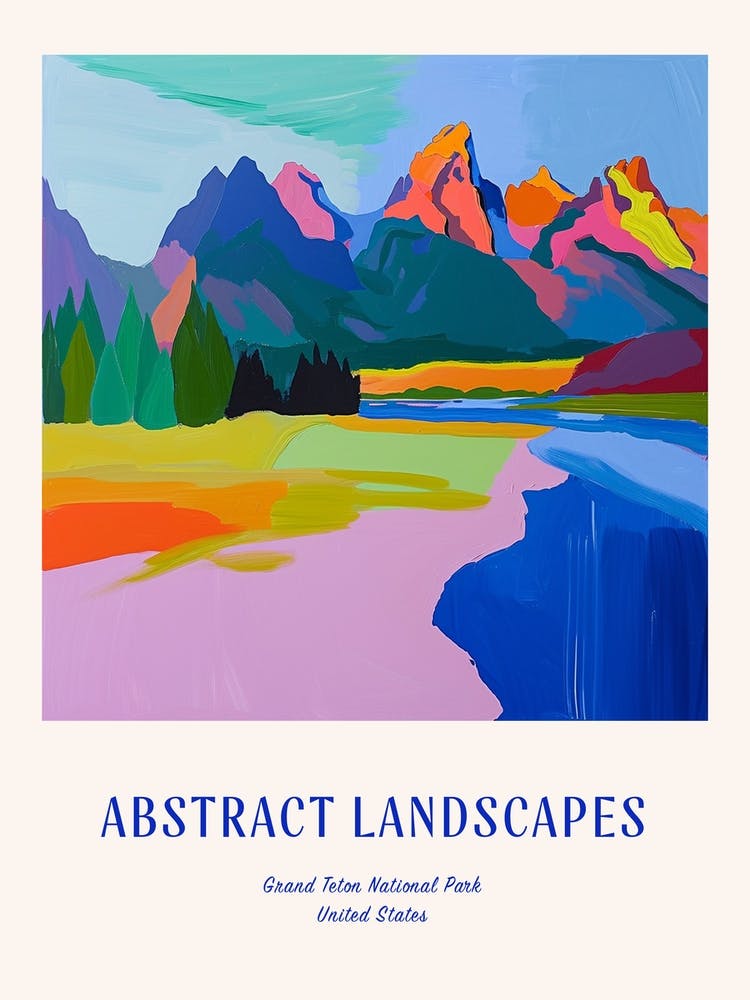 Colourful Abstract Grand Teton National Park Usa 2 Poster Blue