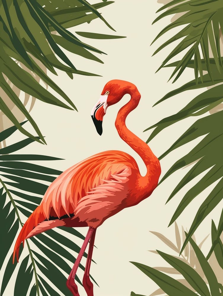 Greater Flamingo Ra Lagartos Yucatan Mexico Tropical Illustration 3