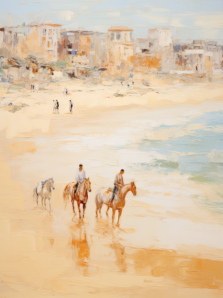 Horse Painting In Bondi Beach Post Impressionism Style 3