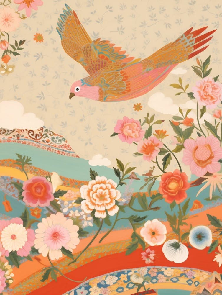Maximalist Bird Painting Sparrow 1
