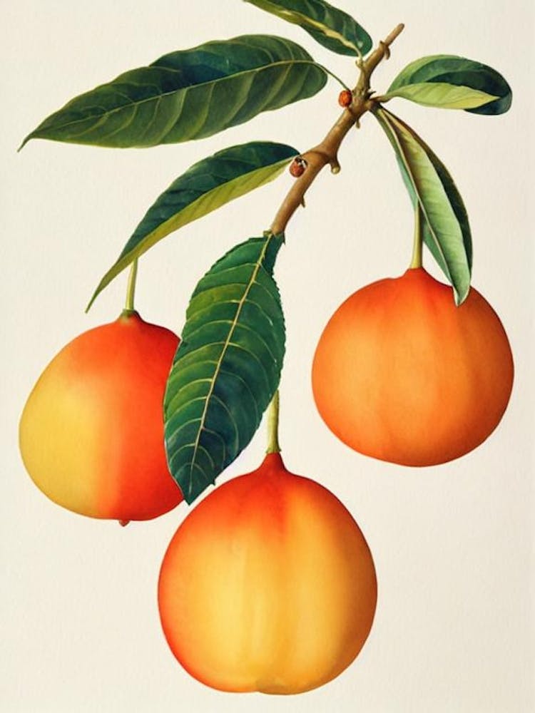 Loquat Watercolour Fruit Painting Fruit