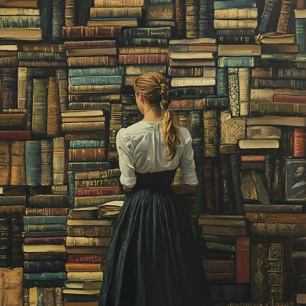 Girl In Front Of Books