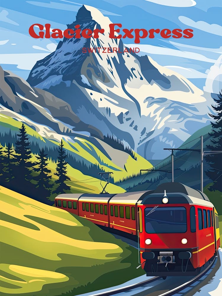 Glacier Express Switzerland Travel Illustration
