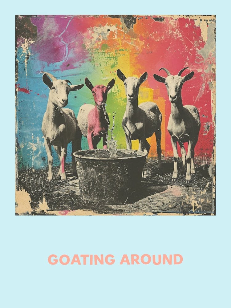 Goating Around Rainbow Goat Poster 1