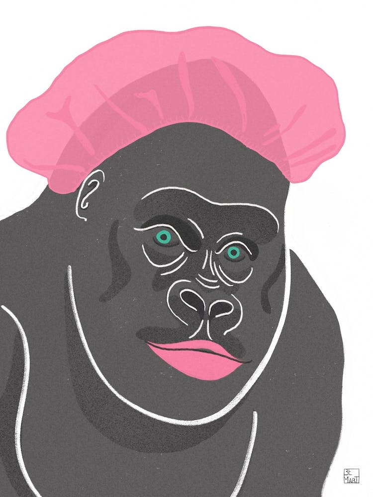 Gorilla With Shower Cap