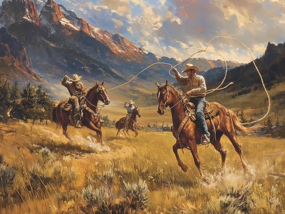 American Cowboy Painting, Western Home Decor, Horse Lover Gift, Rustic Wall Decor, Farmhouse Wall Art, Canvas Wall Art